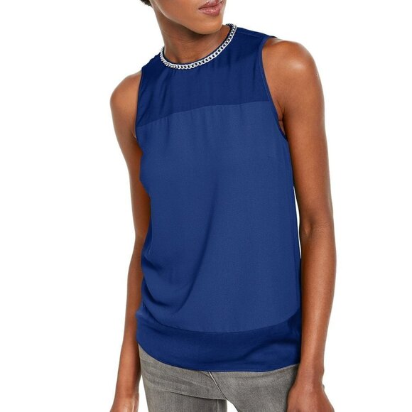 A131 Michael Kors Embellished Colorblocked Top - M - Picture 1 of 2